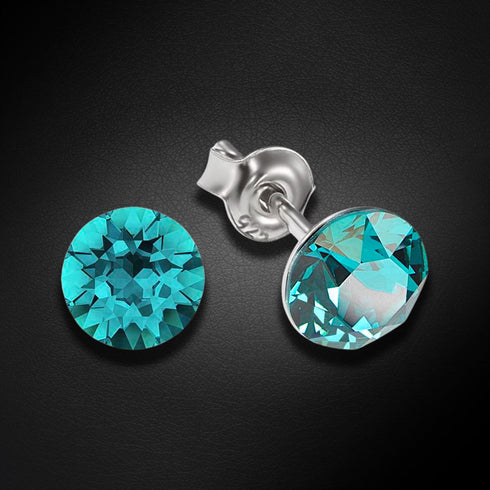 Серебряные серьги "Классика (Blue Zircon)" с кристаллами Swarovski™